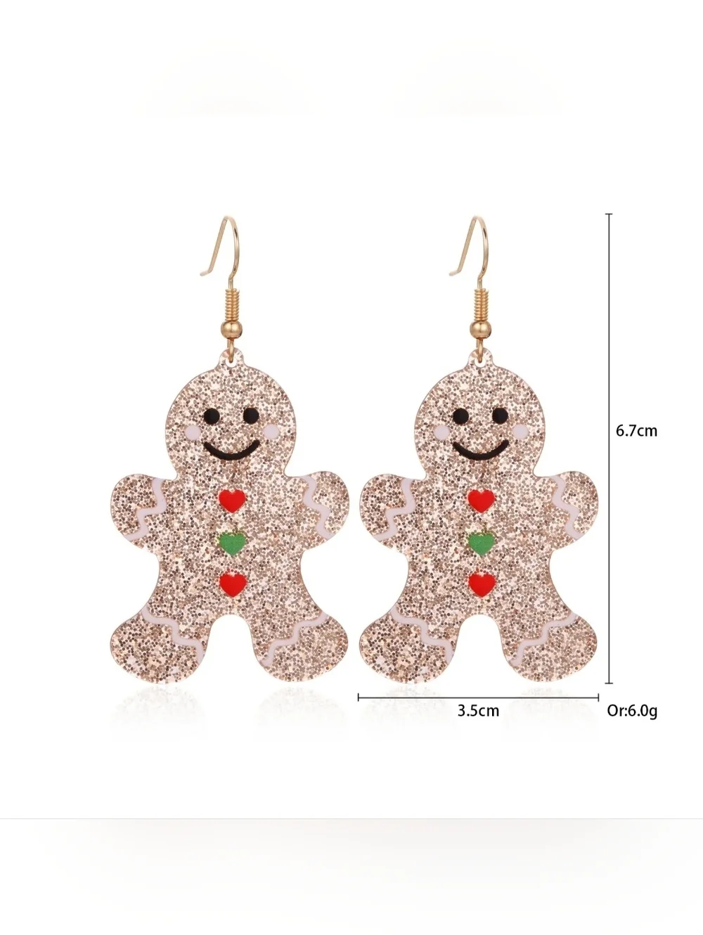Gingerbread Man Glitter Earrings Festive